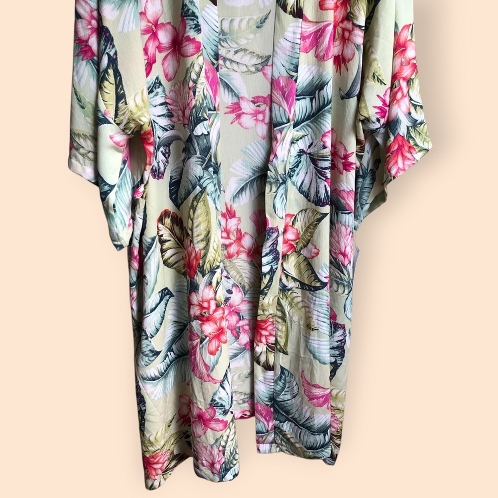 Lilac + London NEW Print Kimono Wrapper Robe Retro Botanical Women’s Plus 3X - Picture 4 of 15